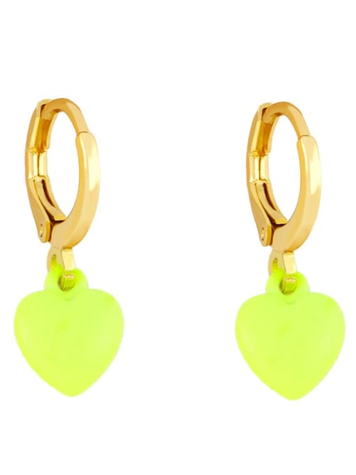 CC Brass Enamel Heart Minimalist Huggie Earring 2