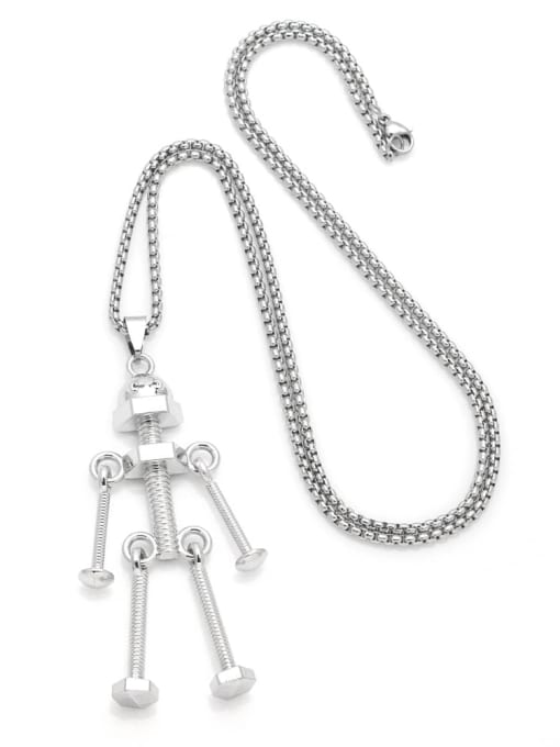 CC Stainless steel Alloy Pendant Robot Hip Hop Long Strand Necklace 3