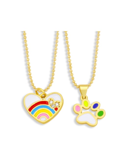 CC Brass Enamel Rainbow Minimalist Beaded Necklace 0