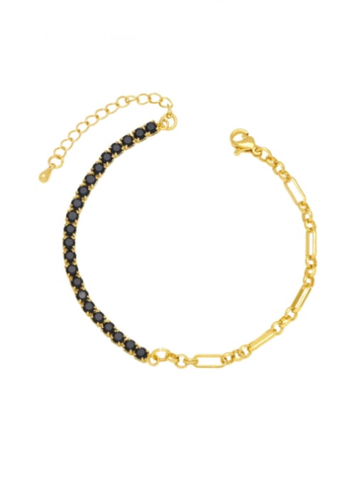 black Brass Cubic Zirconia Geometric Minimalist Bracelet