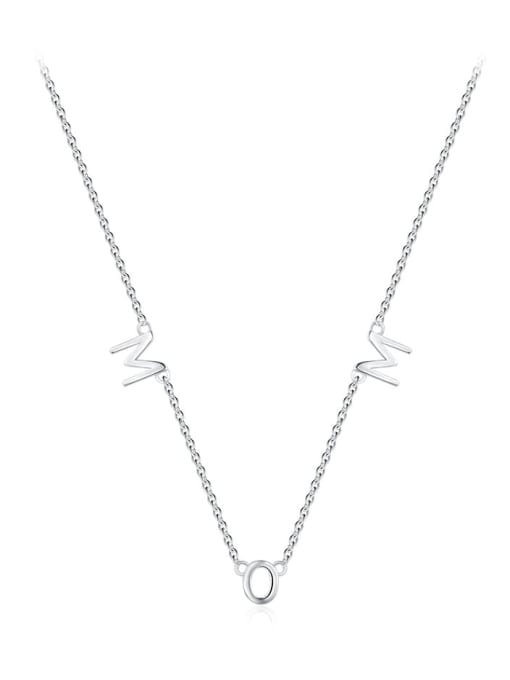 silvery 925 Sterling Silver Letter Minimalist Necklace