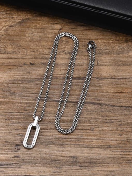 Steel pendant + chain 60cm 【 PN 1845 】 Stainless steel Hip Hop Geometric Pendant