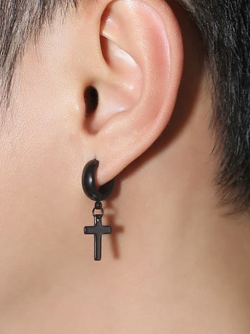 CONG Stainless steel Cross Minimalist Huggie Earring 1