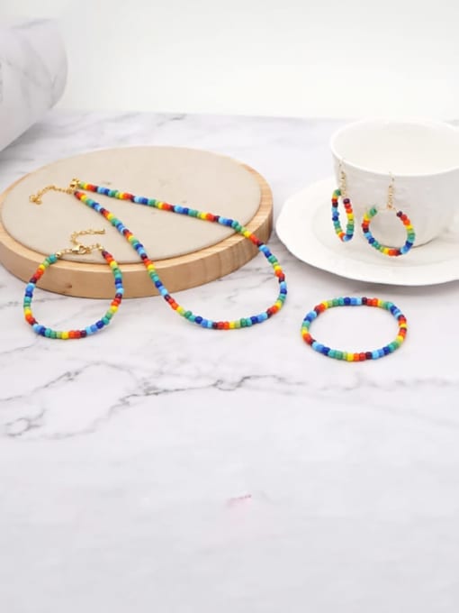 Roxi Stainless steel Multi Color Miyuki beads  Round Bohemia Pure handmade Necklace