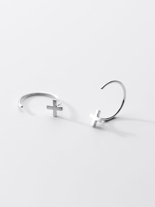 Rosh 925 Sterling Silver Cross Minimalist Hook Earring 1