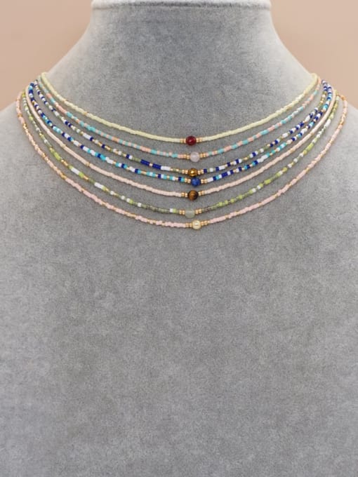 Roxi Stainless steel Glass beads Geometric Bohemia Necklace 1