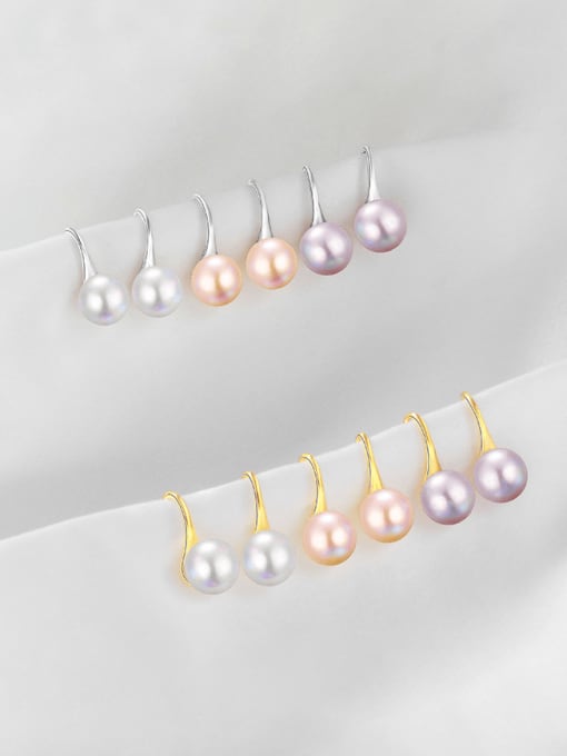 BeiFei Minimalism Silver 925 Sterling Silver Imitation Pearl Irregular Minimalist Hook Earring 0