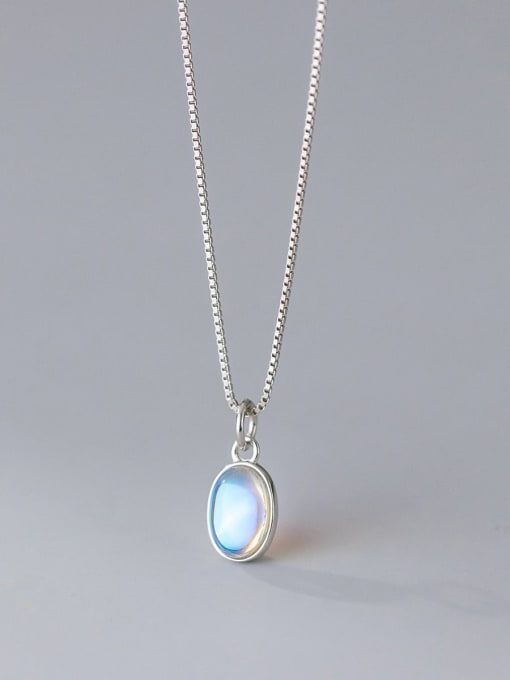 Rosh 925 Sterling Silver Lampwork Stone Heart Minimalist Necklace 2