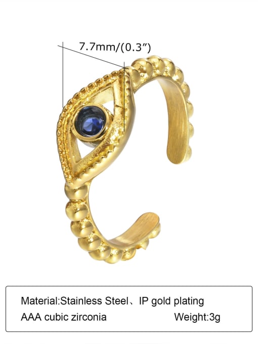 CONG Stainless steel Cubic Zirconia Evil Eye Hip Hop Band Ring 2
