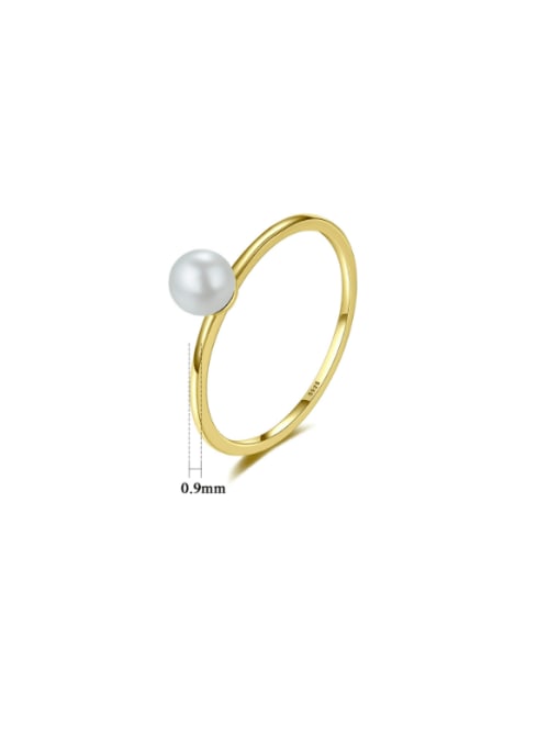 CCUI 925 Sterling Silver Imitation Pearl Geometric Minimalist Band Ring 2