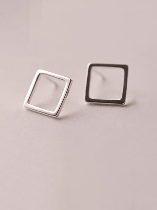 Square Earrings C12 925 Sterling Silver Geometric Minimalist Stud Earring