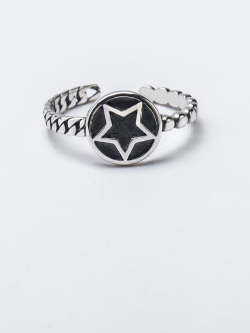 XBOX 925 Sterling Silver Enamel  Vintage Simple star round card twist texture Band Ring 3