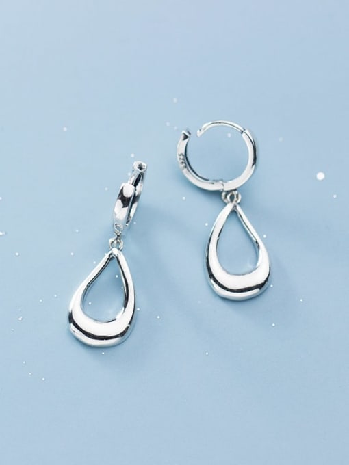 Rosh 925 Sterling Silver With Platinum Plated Minimalist Water Drop Clip On Earrings