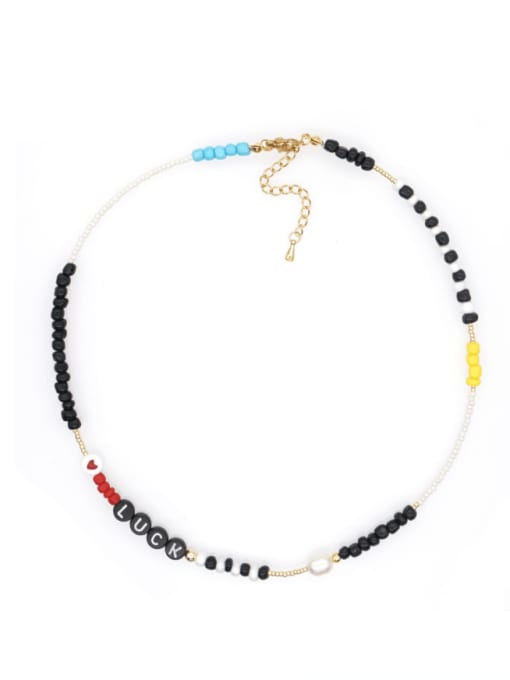 Roxi Stainless steel Bead Multi Color Letter Bohemia Necklace