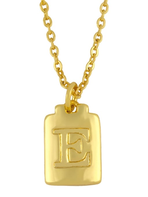 E Brass Geometric Letter Minimalist Necklace