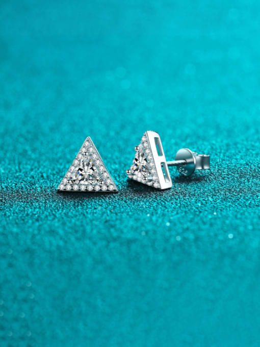 1 carat Mosan (50 points per individual) 925 Sterling Silver Moissanite Triangle Dainty Stud Earring