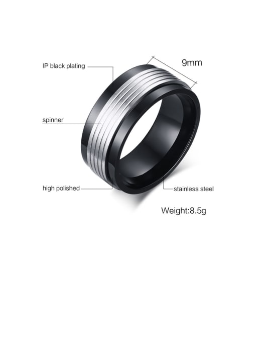 CONG Titanium Steel Round Vintage Band Ring 2
