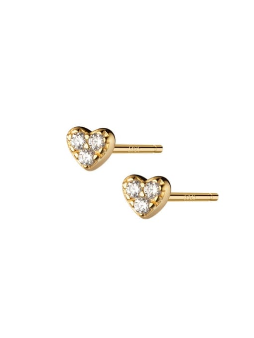 Rosh 925 Sterling Silver Cubic Zirconia Heart Minimalist Stud Earring 4
