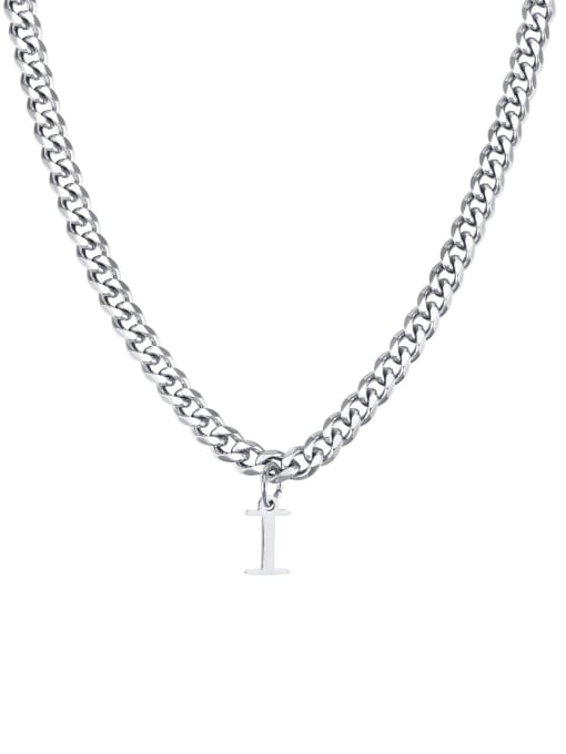 I Stainless steel Letter Hip Hop Hollow Chain Necklace