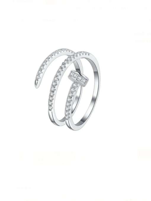 KDP-Silver 925 Sterling Silver Cubic Zirconia Irregular Minimalist Stackable Ring