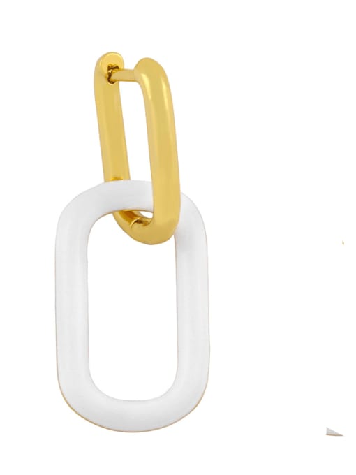 white Brass Enamel Geometric Minimalist Drop Earring
