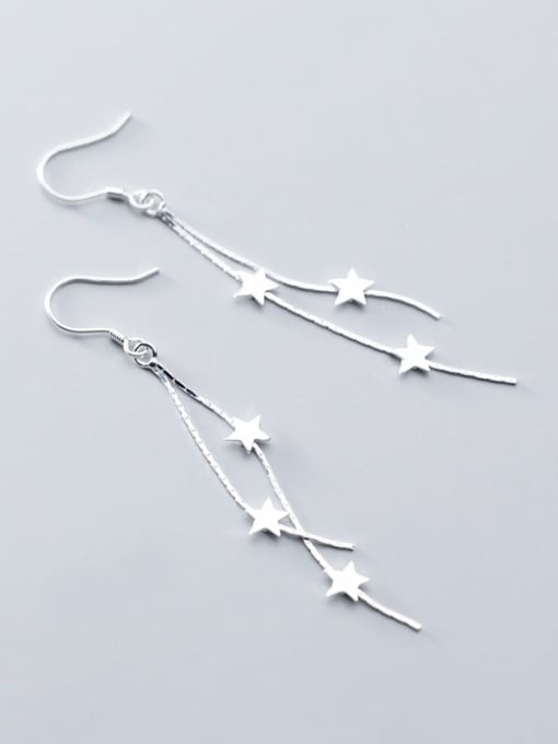 Rosh 925 Sterling Silver  Minimalist Star Tassel Hook Earrings 1