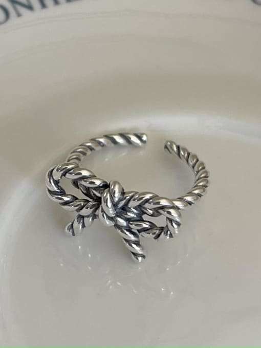 Boomer Cat 925 Sterling Silver Bowknot Vintage Band Ring 0