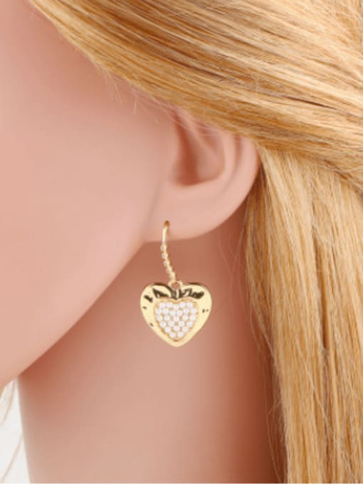 CC Brass Cubic Zirconia Heart Minimalist Hook Earring 1