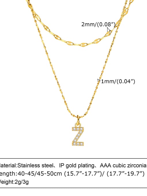 Z letter Stainless steel Cubic Zirconia Minimalist Letter  Pendant