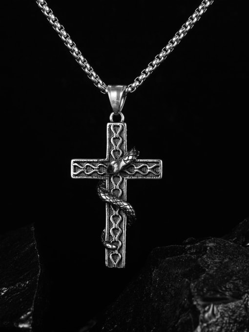 Open Sky Titanium Steel Cross Religious Hip Hop Necklace 0