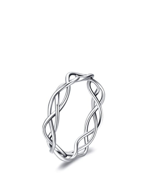 silver 925 Sterling Silver Hollow  Geometric Minimalist Band Ring