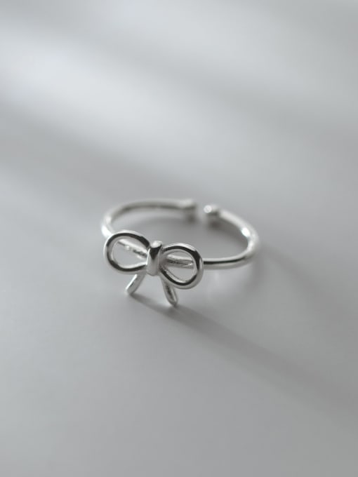 Rosh 925 Sterling Silver Bowknot Minimalist Band Ring 2