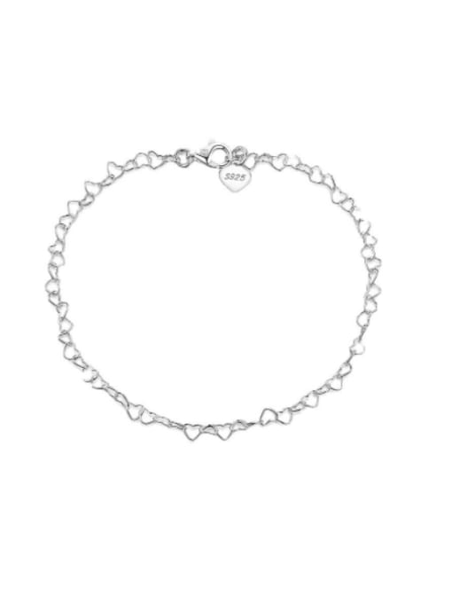 RINNTIN 925 Sterling Silver Minimalist  Hollow Heart Chain Anklet 4