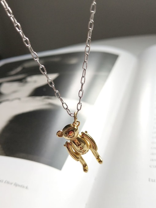 Boomer Cat 925 Sterling Silver retro Toy Bear Necklace
