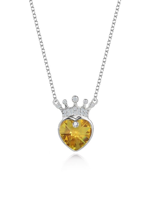 JYXZ 005 (golden) 925 Sterling Silver Austrian Crystal Heart Classic Necklace