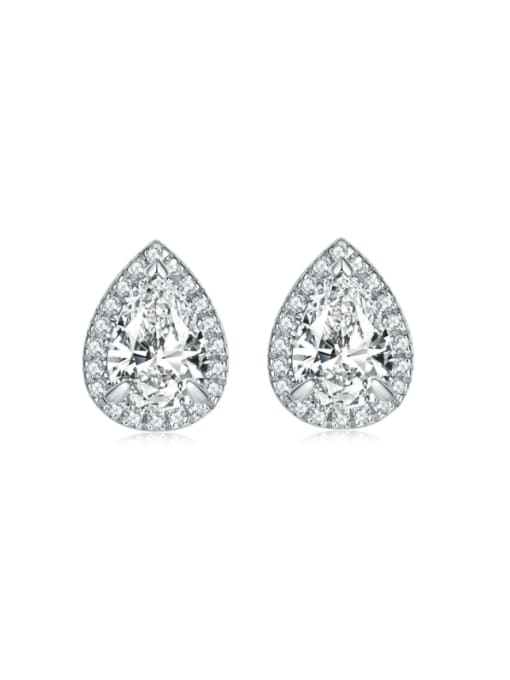 Platinum 925 Sterling Silver Cubic Zirconia Water Drop Luxury Stud Earring