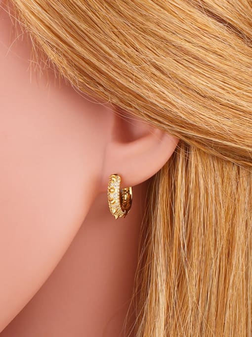 CC Brass Cubic Zirconia Geometric Vintage Hoop Earring 2