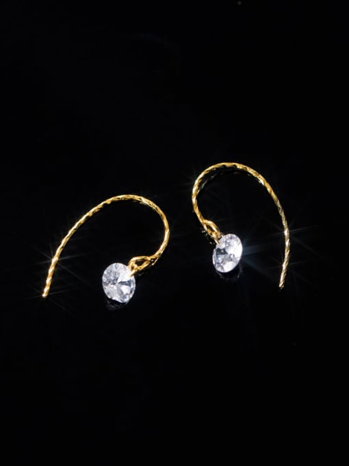 Rosh 925 Sterling Silver Cubic Zirconia Geometric Minimalist Hook Earring