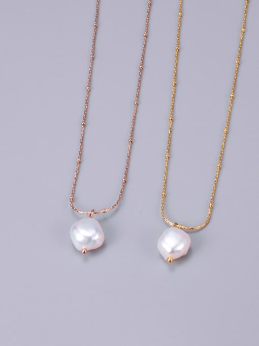 A TEEM Titanium Imitation Pearl White Necklace 0