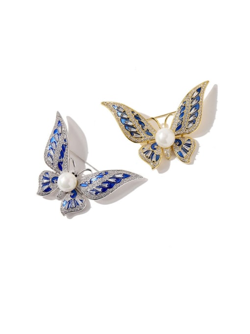 My Model Copper Cubic Zirconia White Butterfly Dainty Brooches 3