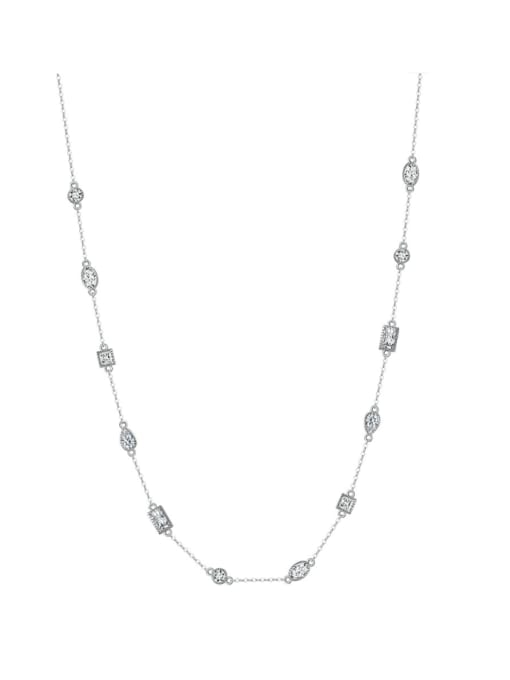 Platinum, weighing  5.57g 925 Sterling Silver Cubic Zirconia Geometric Minimalist Necklace