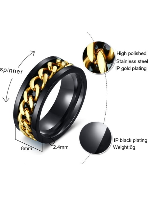CONG Titanium Steel Geometric Chain Minimalist Band Ring 3
