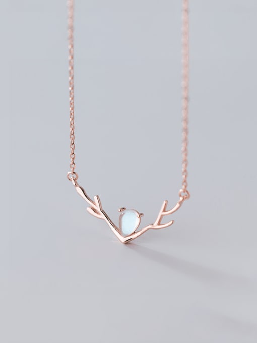 Rosh 925 Sterling Silver Opal Deer Minimalist Christmas Necklace 1