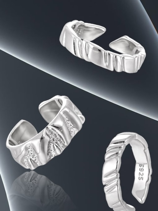 DAKA 925 Sterling Silver Cubic Zirconia Geometric Vintage Band Ring 1