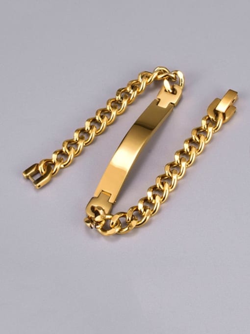 A TEEM Titanium Steel Geometric Vintage Hollow Chain Link Bracelet 1