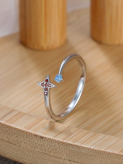 RINNTIN 925 Sterling Silver Cubic Zirconia Cross Minimalist Band Ring 1