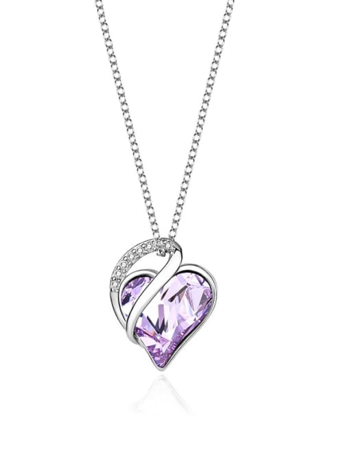 JYXZ 023 (purple) 925 Sterling Silver Austrian Crystal Heart Classic Necklace