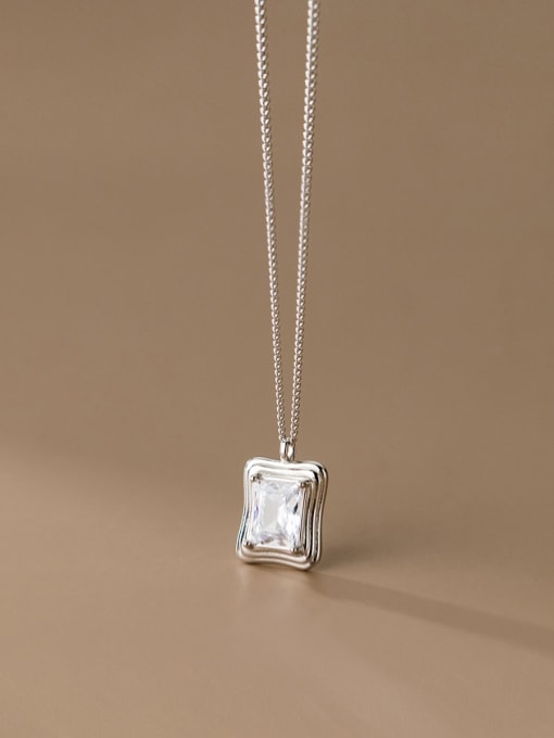Rosh 925 Sterling Silver Glass Stone Geometric Minimalist Necklace 3