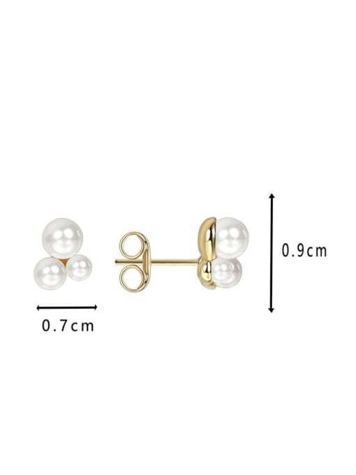 CHARME Brass Imitation Pearl Geometric Minimalist Stud Earring 3