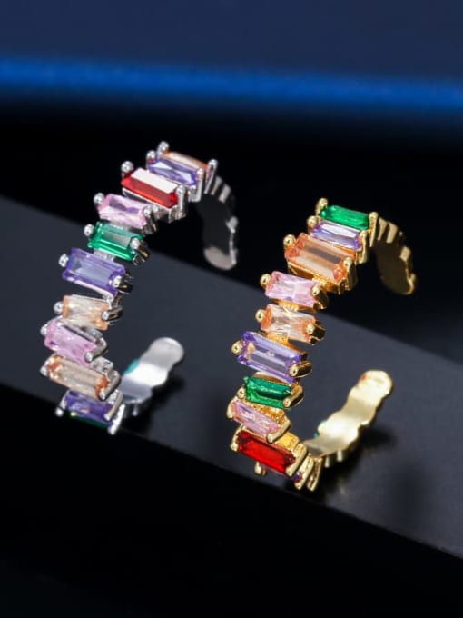 L.WIN Brass Cubic Zirconia Geometric Luxury Band Ring 0